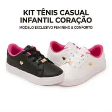 TENIS INFANTIL KIT2 FEMININO CORAÇAO