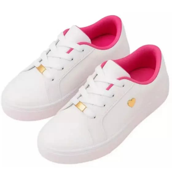 Tênis infantil menina feminino coraçao casual modinha infantil