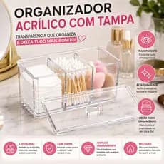 Organizador De Maquiagem Porta Algodão Cotonete Acrílico Organizador Cosmético Maquiagem