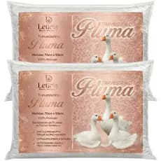 Travesseiro Pluma de Ganso Antialérgico Luxo Toque Macio 70x50cm Antiácaro