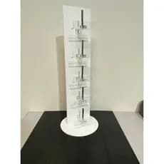 EXPOSITOR PARA ÓCULOS ACRÍLICO TORRE BASE REDONDA BRANCO