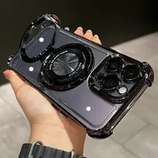 Luxo Sem Fio Anel De Carregamento Suporte Caso Para iPhone 11 12 13 14 15 16 Pro Max Plus Transparente Magnético Pára-Ch
