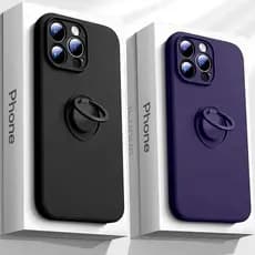 Luxo Líquido Silicone Anel Titular Caso Para iPhone 15 14 13 12 11 16 Pro Max Plus Pára-Choques Capa