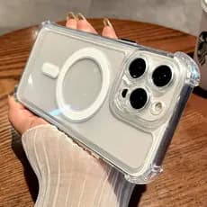 Capa De Telefone De Silicone De Carga Sem Fio Macia Para iPhone 11 12 13 14 15 16 Pro Max Plus Magnética Transparente