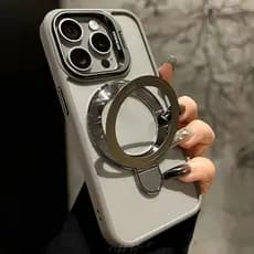 Luxo Transparente Kickstand Suporte Caso De Telefone Para iPhone 11 12 13 14 15 16 Pro Max Plus Magnético À Prova De Cho