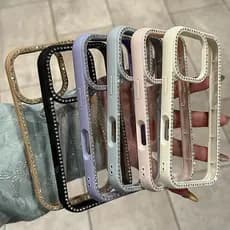 Luxo Transparente Diamante Jóias Caso De Telefone Para iPhone 11 12 13 14 15 16 Pro Max Plus Glitter Claro Pára-Choques