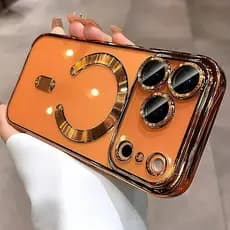 Luxo Macio Caso De Telefone Para iPhone 11 12 13 14 15 16 17 Pro Max Plus Ar Magnético Transparente TPU Pára-Choques Cas