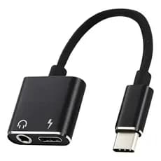 Adaptador Tipo C USB H'maston Fone de Ouvido Carregador Xiaomi Mi8 Preto