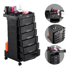 Carrinho Auxiliar Organizador Para Salão De Beleza 6 Gavetas Dompel Beauty Care Cor Preto