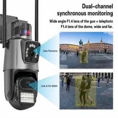 Câmera de vigilância externa Wi-Fi lente dupla IP66 360° 4K 6MP, sirene à prova d'água YOOSEE TING