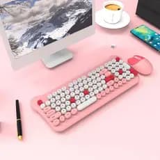 Teclado e Mouse Laser Gamer Personalizado Sem Fio Hello Gatinho Combinação Colorida TING
