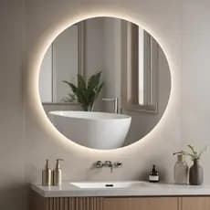 Espelho com LED 60cm Retroiluminado Redondo Lapidado P/Maquiagem Quarto Banheiro C/Kit de instalação