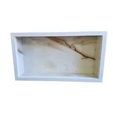 Nicho De Porcelanato 60x30 Branco Com Detalhes em Marrom Bordas de Alumínio - Decoração de Banheiro