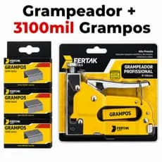 Grampeador Tapeceiro Alta Pressão Profissional Manual Com 3100 Grampos