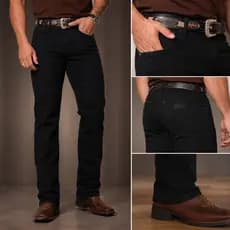Calça Jeans Masculina Country Preta Premium Tradicional Com Elastano Cowboy Rodeio Boiadeiro Agro Sertaneja Casual