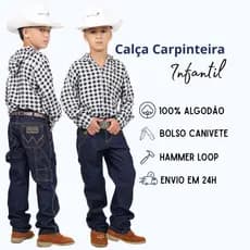 Calça Country Infantil Cowboy Carpinteira Masculina