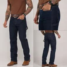 Calça Jeans Masculina Country Carpinteira Tradicional Premium Rodeio Cowboy Boiadeiro Agro Moda Sertaneja