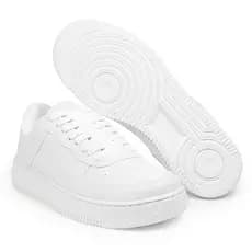 Tênis Casual Masculino Branco Clássico Solado Emborrachado Esportivo