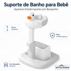 Suporte para Banheira de Bebê Dobrável Ajustável Antiderrapante com Banquinho Infantil Portátil