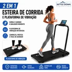 Esteira Ergométrica Elétrica Dobrável 2 em 1 com Vibração 4.0HP Portátil 3 Posições Controle Remoto