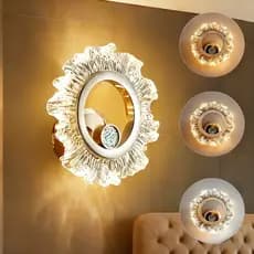 Arandela LED de Parede Dourada Flor Acrílica 20cm 3 Cores com Controle Remoto Bivolt