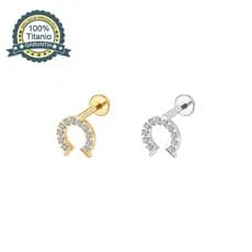 Piercing Helix Tragus Conch Boca-Medusa Labret Titânio Pvd Ferradura Zircônias Cravejadas