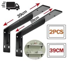 Kit 2 Mãos Francesas 39cm Pretas Reforçadas para Prateleira, Mesa e Bancada