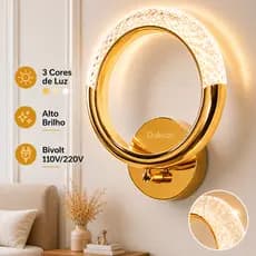 Luminária de parede arandela redona de cristal moderna luxuosa Ouro
