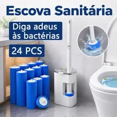 Escova de Vaso Sanitário Descartável com 24 Refil Suporte de Parede para Limpeza de Banheiro