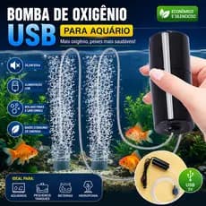 Bomba de Oxigênio para Aquário USB Portátil Silenciosa com Tubo Único - para Pesca, Transporte e Aquários