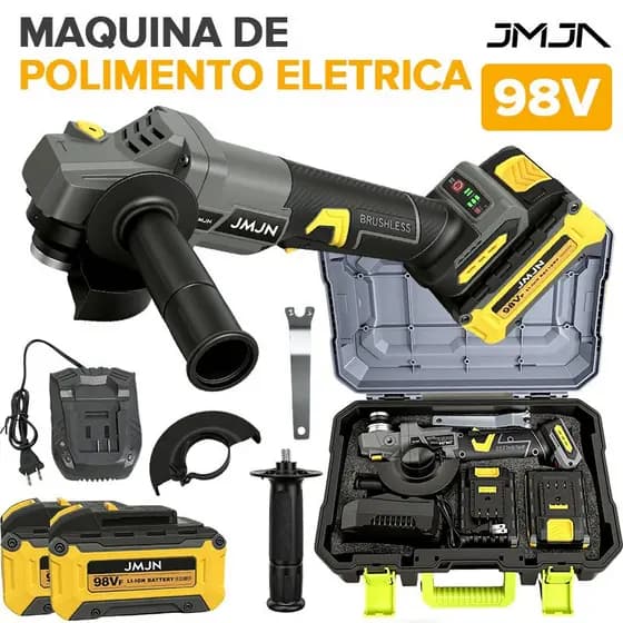 JMJN Esmerilhadeira Sem Fio 98V Rebarbadora Angular 8800RPM Polidora Bateria Lítio 2026 Oferta