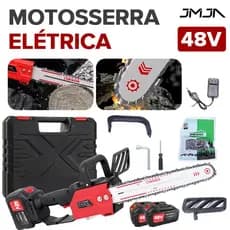 JMJN Motosserra Elétrica a Bateria 12” Potente Sem Fio e Pronta para o Trabalho Pesado