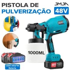 JMJN Pistola de Pintura 48V Sem Fio – Pulverizador Elétrico Portátil com 2 Baterias, Carregador, Funil e Copo de 1000ml