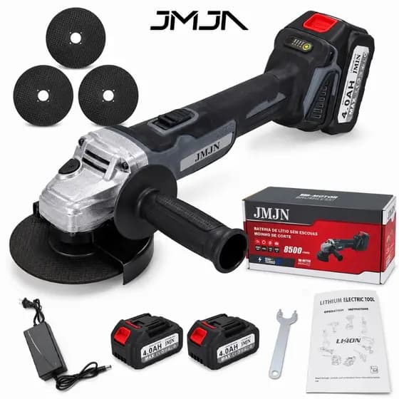 Esmerilhadeira Politriz Lixadeira 48V 1200W 2 Baterias 125MM Sem Fio 8500rpm Kit
