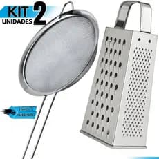 Kit Inox – Ralador e Peneira de Legumes | Utensílios de Cozinha e Acessórios