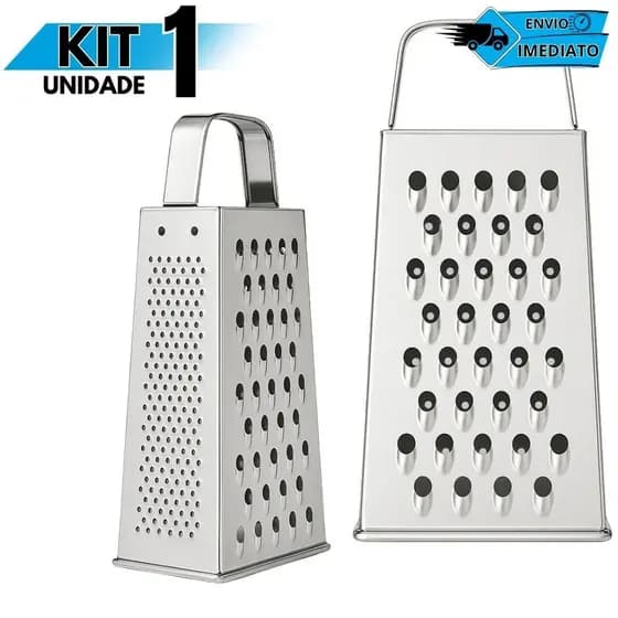 Ralador Inox 4 Faces Multiuso Utensílio de Cozinha para Queijo e Legumes