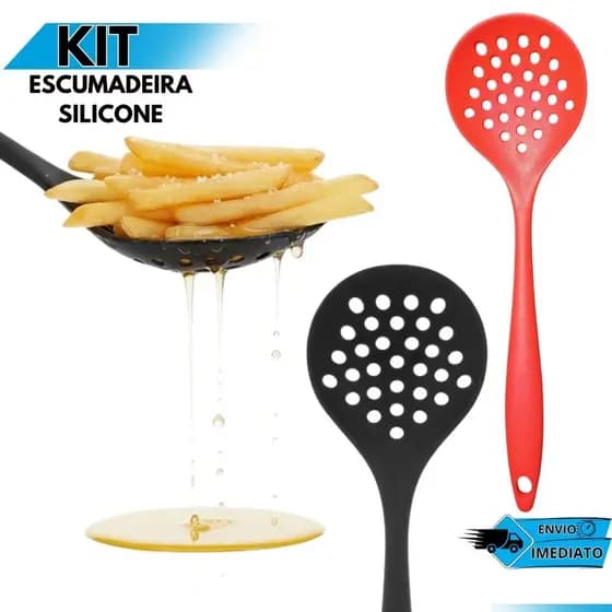 Escumadeira de Silicone Antiaderente Utensílio de Cozinha Resistente ao Calor