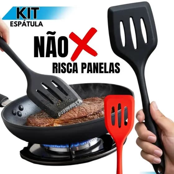 Espátula de Silicone Vazada Antiaderente Utensílio de Cozinha Resistente