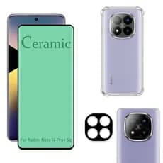 Kit Para Redmi Note 14 Pro Plus 5G | Película de Cerâmica - Capa Anti Shock - Película da Câmera 3D