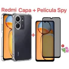 Kit 2em1 Para Redmi Capinha + Película Xiaomi Redmi note 8/10 4g/10 5g/10s/11 4g/11 5g/12 4g/12 5g/poco x3 gt/x5 pro