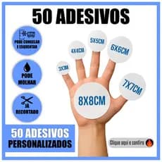 50 Adesivos Personalizados em Vinil 3x3 4x4 5x5 6x6 7x7 Etc - Etiqueta Personalizada