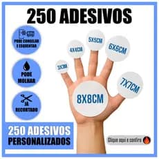 250 Adesivos Personalizados em Vinil – Impressão aprova d'agua envio rapido 3x3 4x4 5x5 6x6