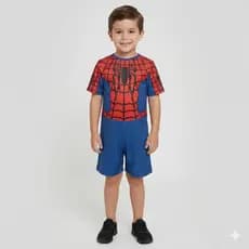 Fantasia Aranha Infantil Herói Macacão Curto Kids
