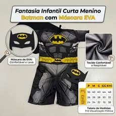 Fantasia Infantil Batman Máscara EVA E Capa Premium