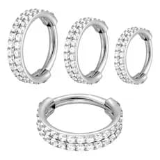 Piercing de Titânio para Cartilagem - Argola Dupla com Pedras