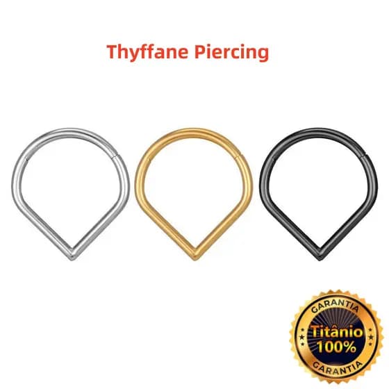 Thyffane Piercing Titânio G23 PVD GOLD 18K Segmento Articulado Septril, Rook, Conch, Nariz