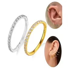Brilhante Argola de Nariz em Aço Inox com Strass - Ideal para Piercing