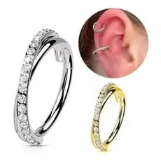 Piercing Titânio Argola Click Cravejada 8mm 10mm 12mm
