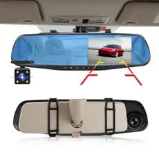 Câmera Veicular DVR 4.3" Espelho Retrovisor FHD 1080P com Lente Dupla, Gravador de Vídeo Automotivo