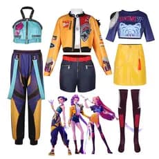 Fantasia de Caçadores de Demônios Kpop para Mulheres Adultas Rumi Mira Zoey Roupas Peruca Festa de Carnaval de Halloween